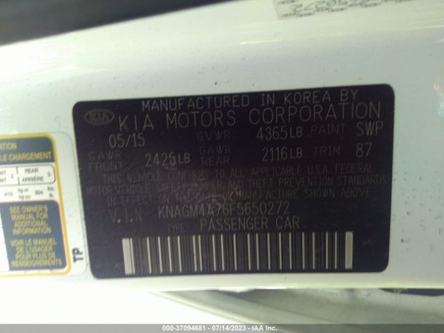 KNAGM4A76F5650272 KIA Optima Lx