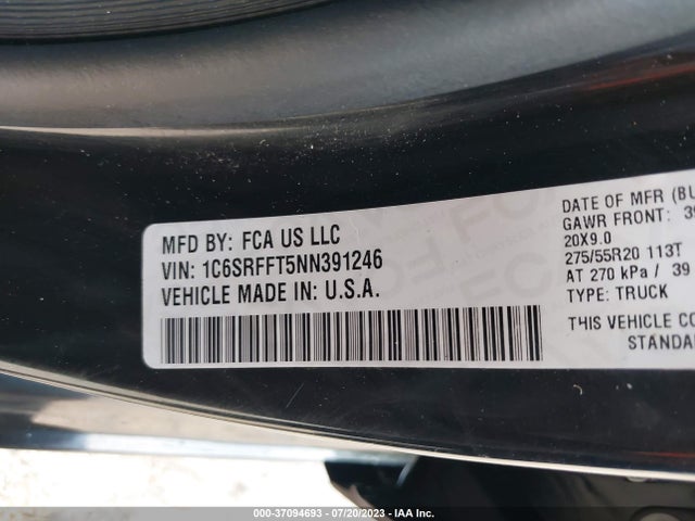 1C6SRFFT5NN391246 RAM 1500 Lone Star