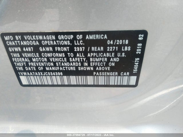 1VWAA7A3XJC034396 Volkswagen Passat 2.0t S/r-line