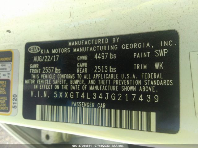 5XXGT4L34JG217439 KIA Optima Lx