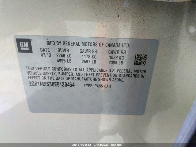 2G61M5S30E9130454 Cadillac XTS LUXURY