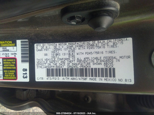 Toyota TACOMA 2015 3TMLU4ENXFM188447 Image 9