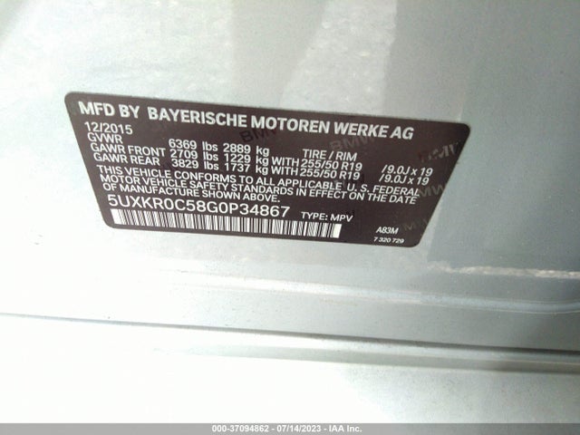 5UXKR0C58G0P34867 BMW X5 Xdrive35i