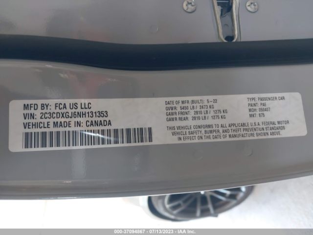 2C3CDXGJ6NH131353 Dodge Charger Scat Pack