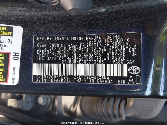 Toyota Corolla L/le/s/s Plus/le Plus 2016 2T1BURHE9GC710385 Image 15