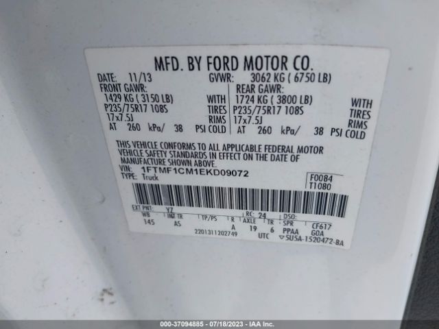 1FTMF1CM1EKD09072 Ford F-150 Xl/xlt/stx