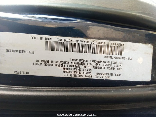 Aukcja sprzedaży 2004 Subaru Legacy Wagon Outback Ltd, vin: 4S3BH686847606513, numer aukcji: 37094977