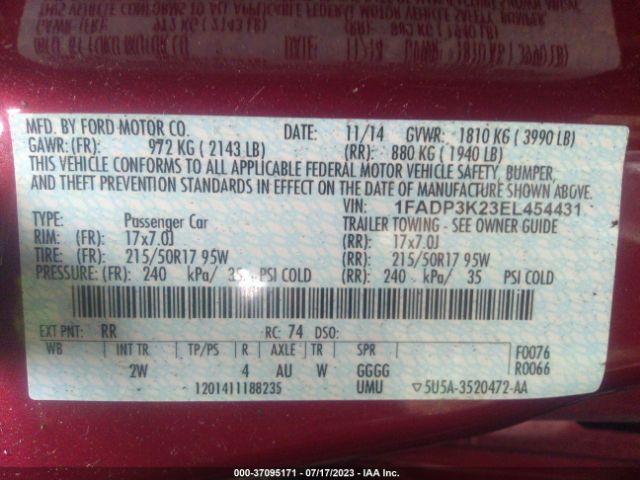 1FADP3K23EL454431 Ford FOCUS SE