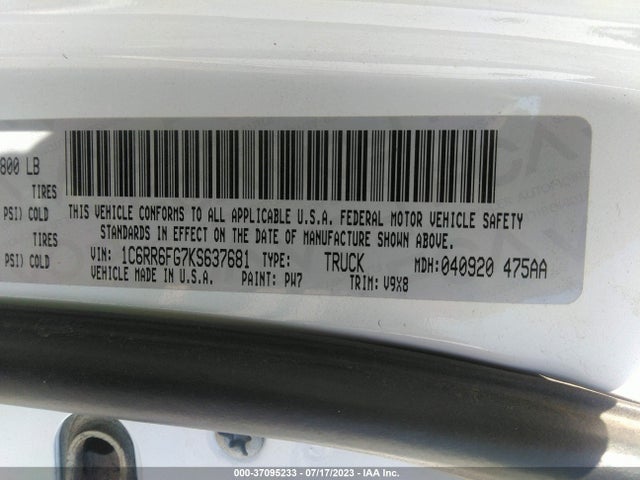 1C6RR6FG7KS637681 RAM 1500 Classic Tradesman