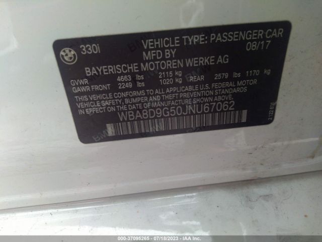 WBA8D9G50JNU67062 BMW 3 Series 330i Xdrive