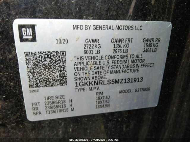 1GKKNRLS5MZ131913 GMC ACADIA SLE