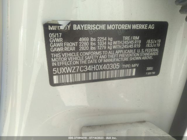 5UXWZ7C34H0X40305 BMW X3 Sdrive28i