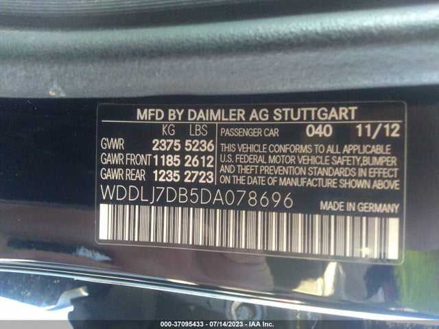 2013 MERCEDES-BENZ CLS-CLASS CLS 550 VIN: WDDLJ7DB5DA078696