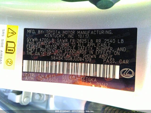 58ABK1GG8JU084109 Lexus Es Es 350