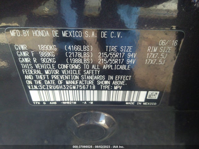 Honda HR-V LX 2016 3CZRU6H32GM756718 Image 9