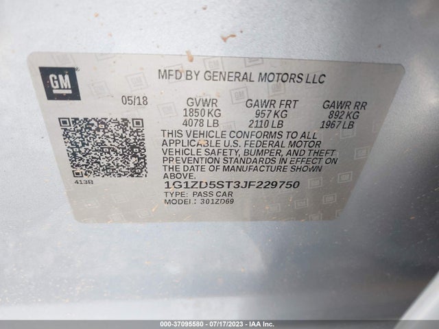 Chevrolet MALIBU LT 2018 1G1ZD5ST3JF229750 Image 9