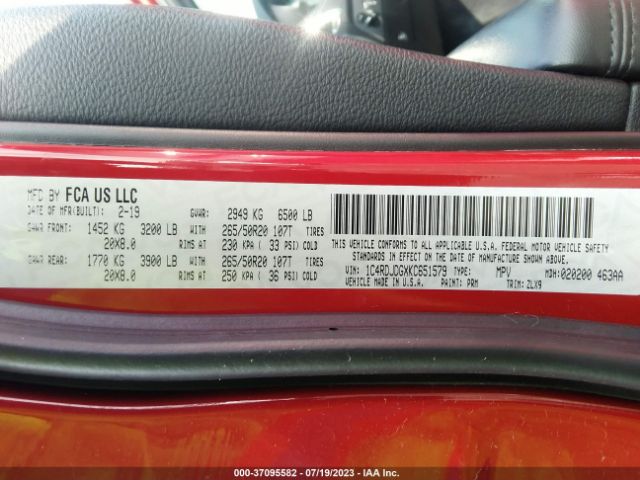 1C4RDJDGXKC651579 Dodge Durango Gt Plus