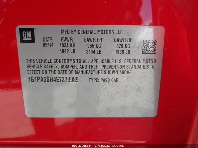 Chevrolet CRUZE LS 2014 1G1PA5SH4E7379989 Image 10