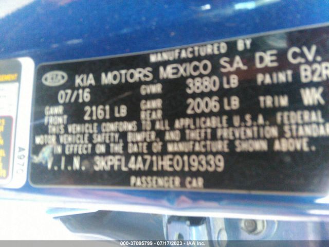 3KPFL4A71HE019339 KIA FORTE S