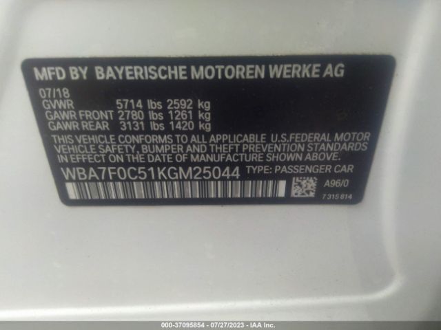 WBA7F0C51KGM25044 BMW 7 Series 750i