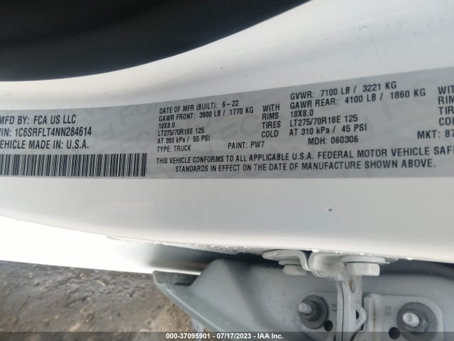 RAM 1500 Rebel 2022 1C6SRFLT4NN284614 Image 9