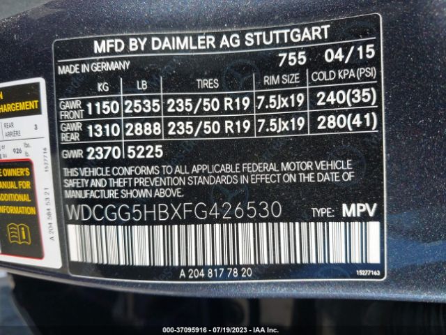 WDCGG5HBXFG426530 Mercedes-Benz Glk-class Glk 350