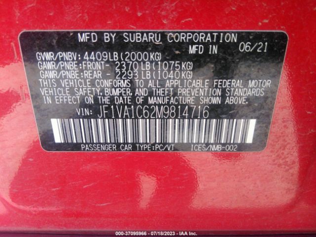 JF1VA1C62M9814716 Subaru Wrx Premium