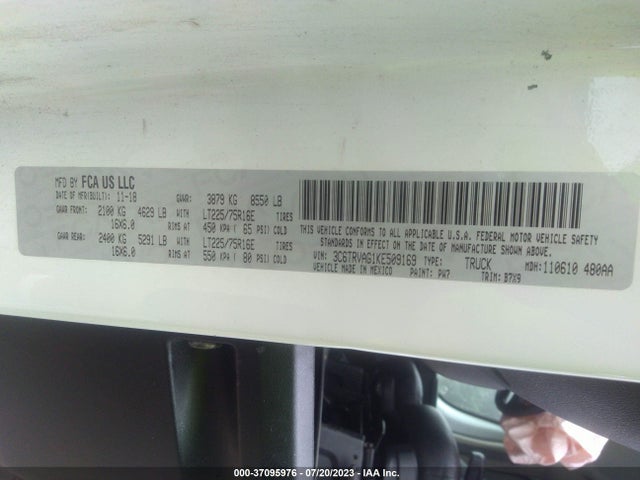 3C6TRVAG1KE509169 RAM Promaster Cargo Van