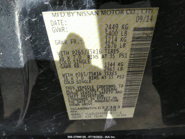 2015 Nissan Xterra, VIN: 5N1AN0NW9FN652383