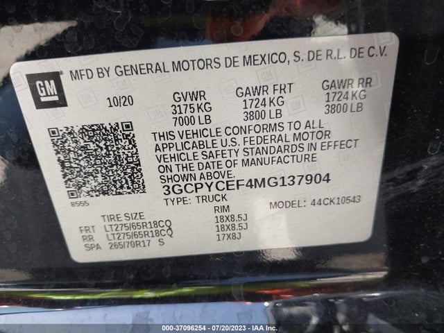 Chevrolet Silverado 1500 Custom Trail Boss 2021 3GCPYCEF4MG137904 Image 9