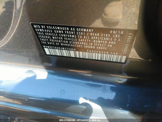 WVWVF7AU6JW272954 Volkswagen Golf R