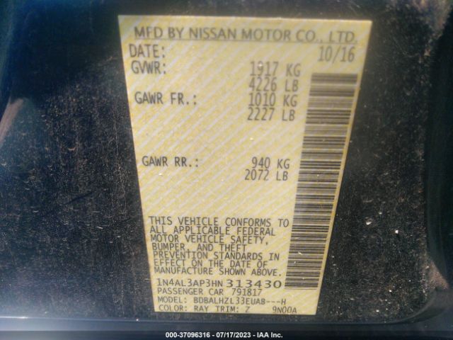 1N4AL3AP3HN313430 Nissan Altima 2.5 Sr