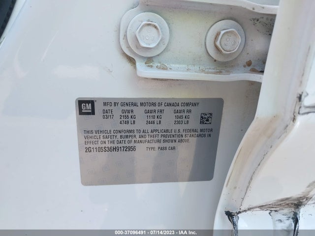 2017 CHEVROLET IMPALA LT VIN: 2G1105S36H9172956