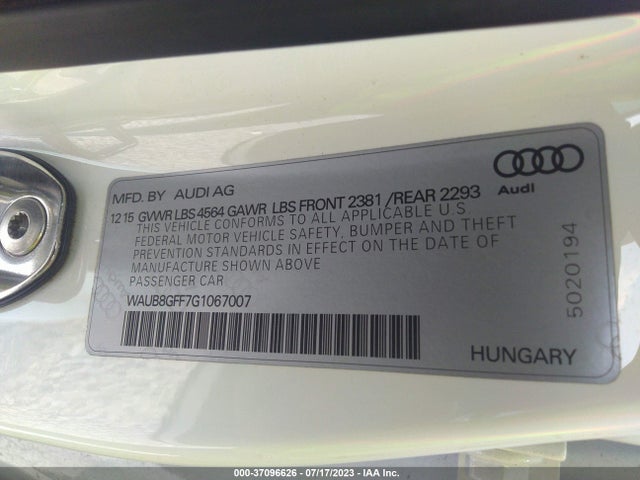 WAUB8GFF7G1067007 Audi A3 2.0t Premium