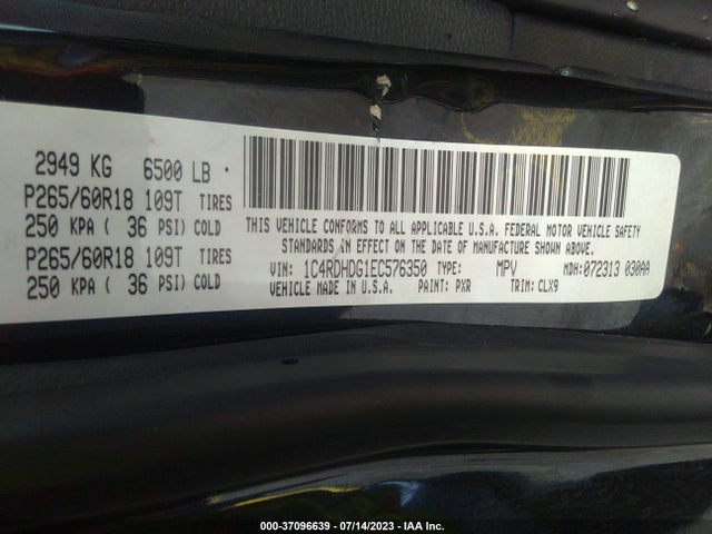 Dodge DURANGO LIMITED 2014 1C4RDHDG1EC576350 Image 9