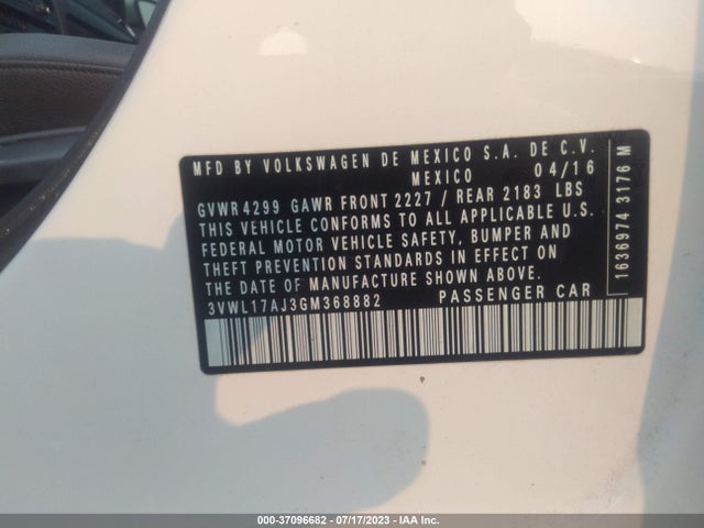 3VWL17AJ3GM368882 Volkswagen Jetta Sedan 1.8t Sel
