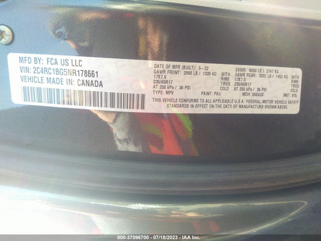 2C4RC1BG5NR178661 Chrysler Pacifica Touring L