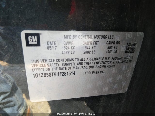 Chevrolet MALIBU LS 2017 1G1ZB5ST9HF281514 Image 15