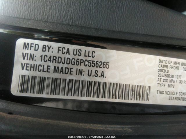 1C4RDJDG6PC556265 Dodge Durango Gt Launch Edition