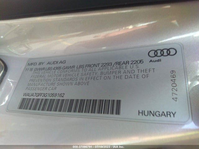WAUA7GFF3G1059162 Audi A3 1.8t Premium