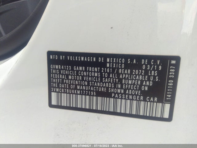 3VWCB7BU6KM177195 Volkswagen Jetta S/se/r-line