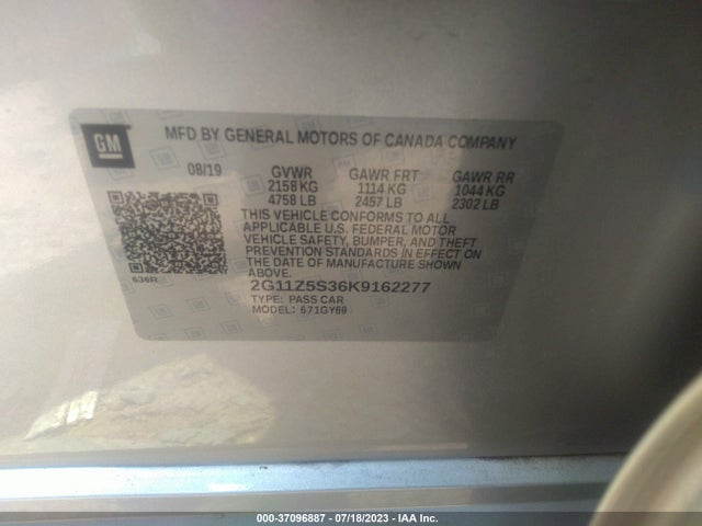 Chevrolet IMPALA LT 2019 2G11Z5S36K9162277 Image 9