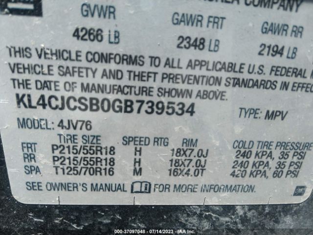KL4CJCSB0GB739534 Buick Encore Leather