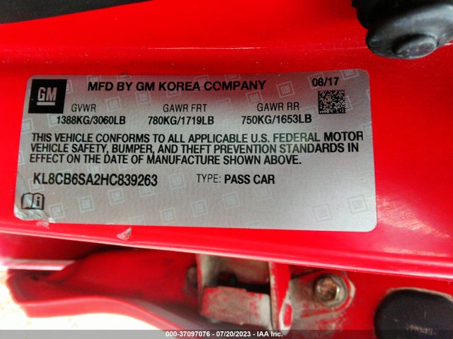 Chevrolet SPARK LS 2017 KL8CB6SA2HC839263 Image 9