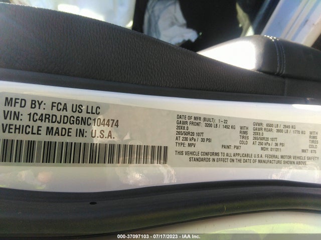 Dodge Durango Gt Plus 2022 1C4RDJDG6NC104474 Image 9