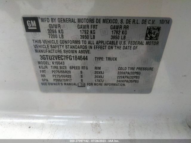 3GTU2VEC7FG184644 GMC Sierra 1500 Slt