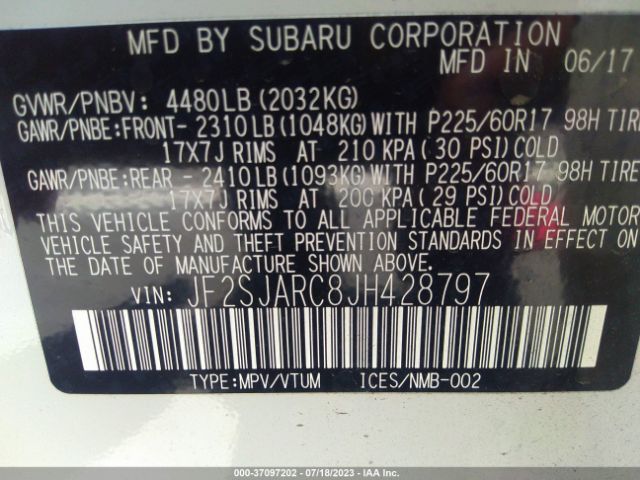 JF2SJARC8JH428797 Subaru Forester Limited