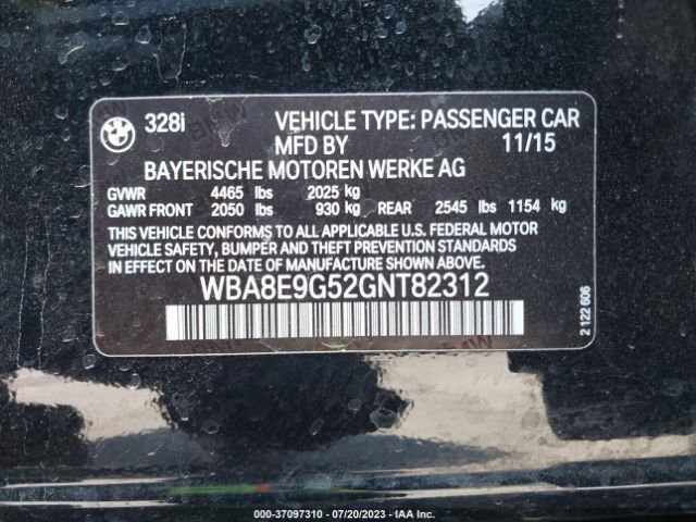 WBA8E9G52GNT82312 BMW 3 Series 328i