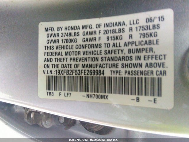 Honda Civic Sedan Lx 2015 19XFB2F53FE269984 Image 9
