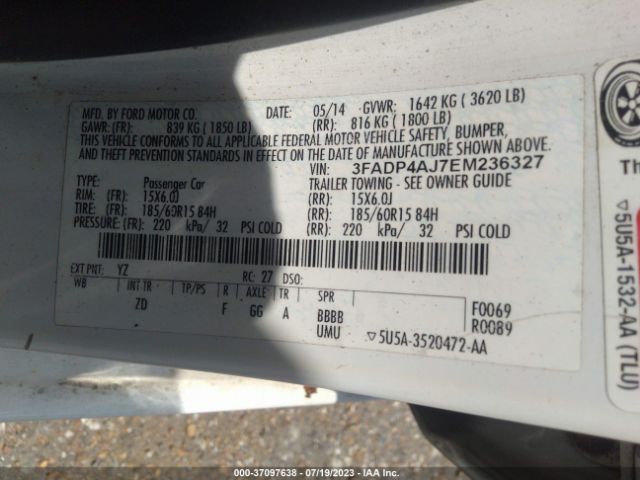3FADP4AJ7EM236327 Ford FIESTA S